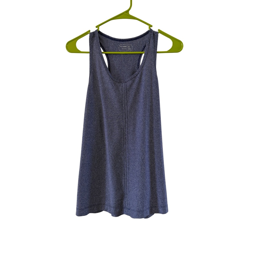 Be Inspired Women Blue Striped Racerback Athletic Tank Top Small